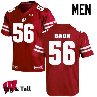 Men's Wisconsin Badgers NCAA #56 Zack Baun Red Authentic Under Armour Big & Tall Stitched College Football Jersey SR31P10JO
